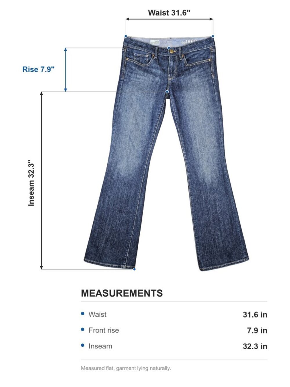 Gap 1969 Curvy Bootcut Jeans Womens 28 (32x32) Medium Blue Stretch Denim